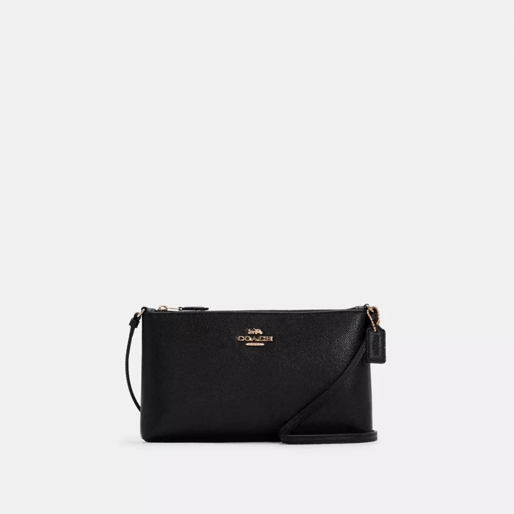 Coach Zip Top Shoulder Bag leather black crossbody