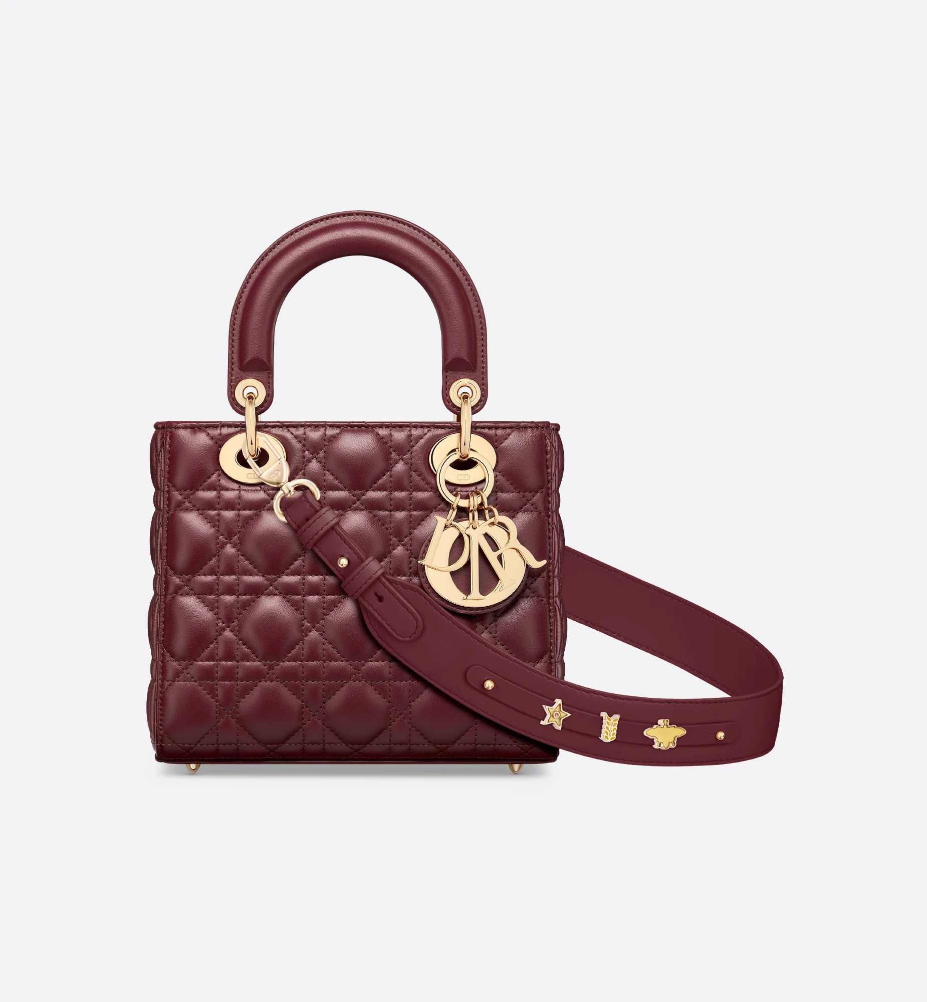 Dior Lady Dior medium burgundy cannage lambskin gold hardware 2024