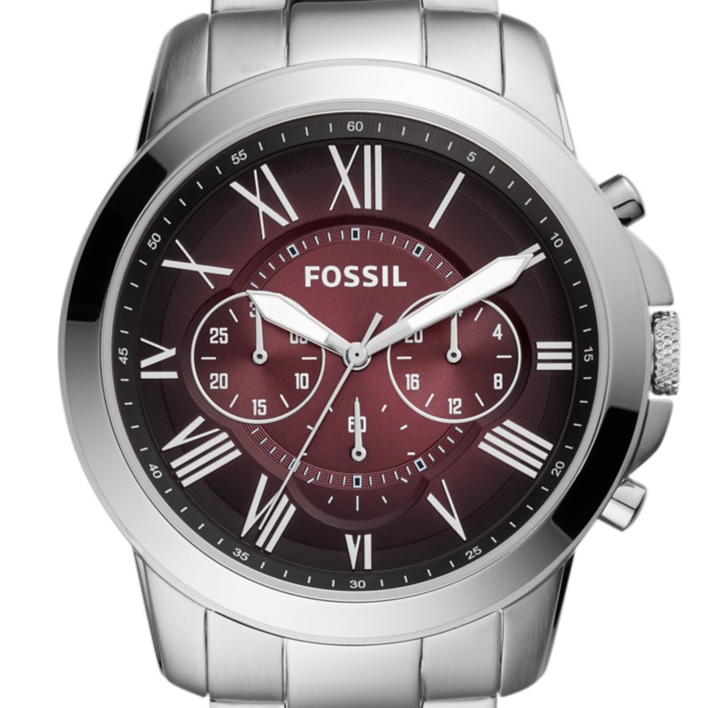 Fossil Grant Chronograph stainless steel silver dial men watch
