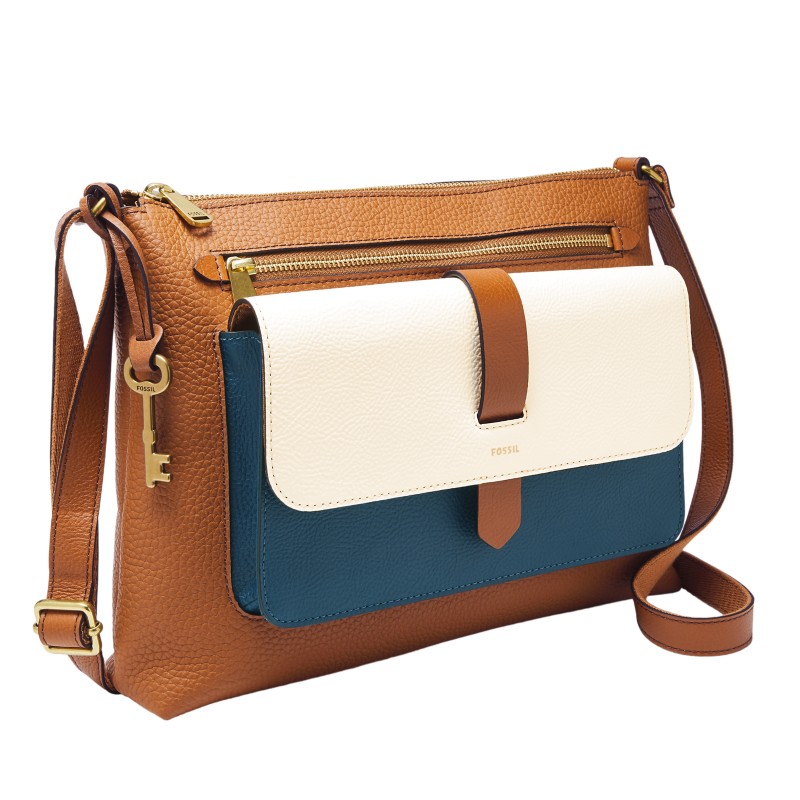 Fossil Kinley Crossbody leather bag tan brown 2024