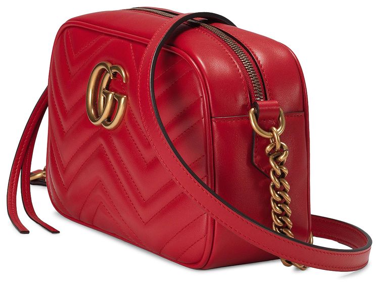 Gucci Marmont small shoulder bag red hibiscus GG matelasse 2025