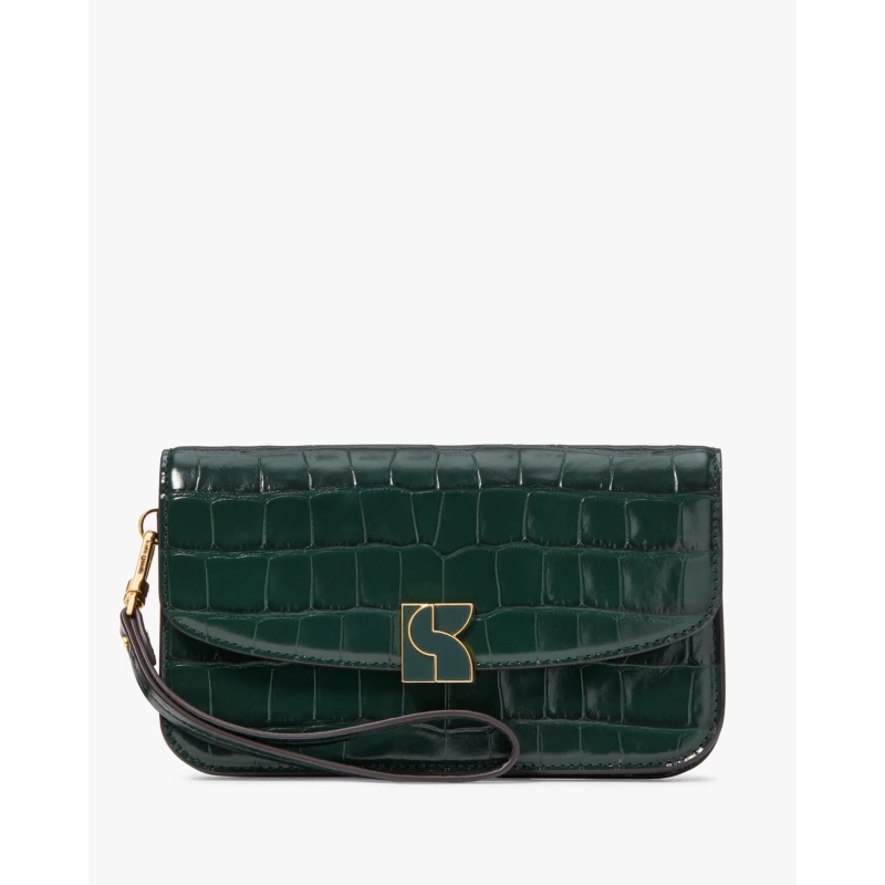 Kate Spade Outlet crocodile embossed wristlet clutch bag 2026