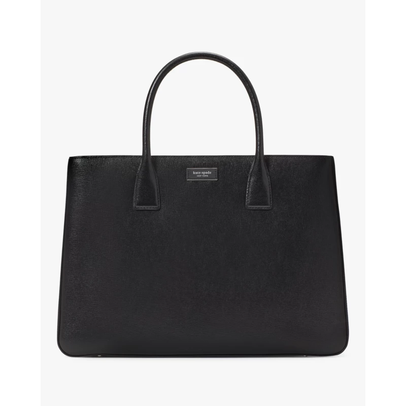 Kate Spade Sam large satchel black structured leather 2025