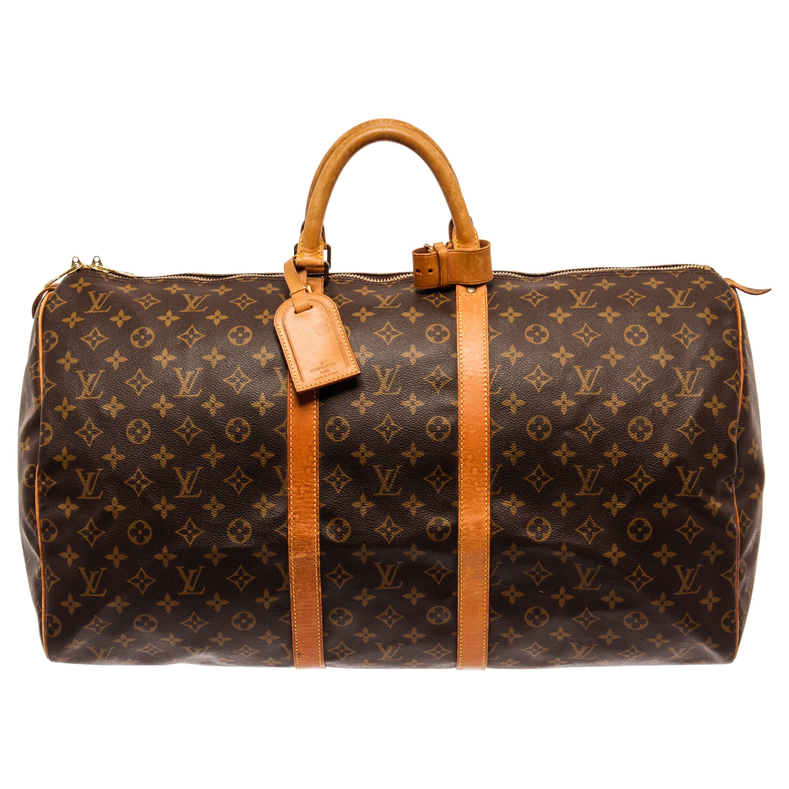 Louis Vuitton Keepall 55 Monogram Canvas brown duffel travel bag