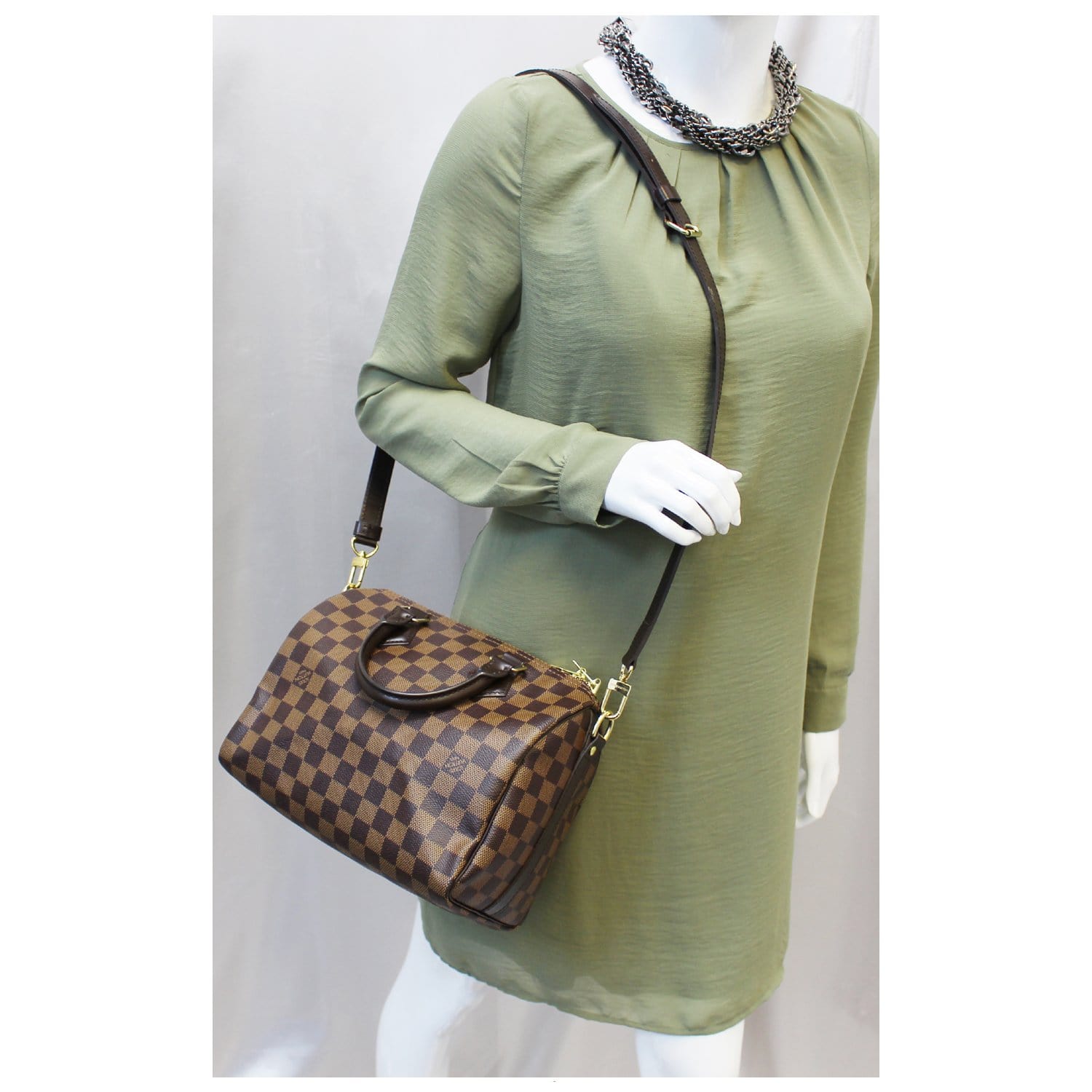 Louis Vuitton Speedy Bandouliere 25 Damier Ebene canvas shoulder strap