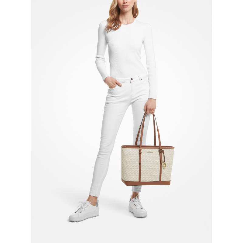 Michael Kors Jet Set large tote bag cream vanilla beige leather 2024