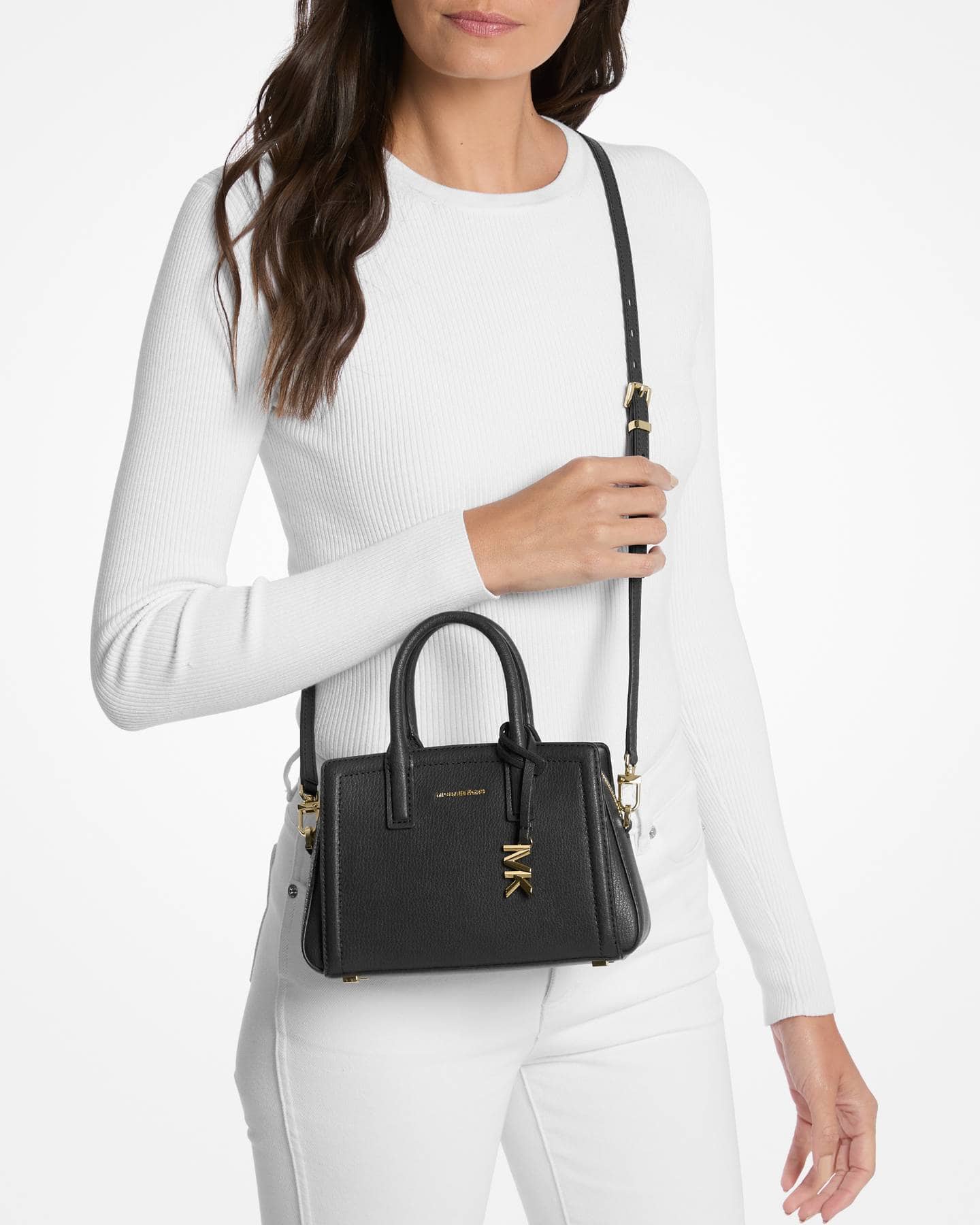 Michael Kors Laila Small Satchel Bag compact crossbody black nude