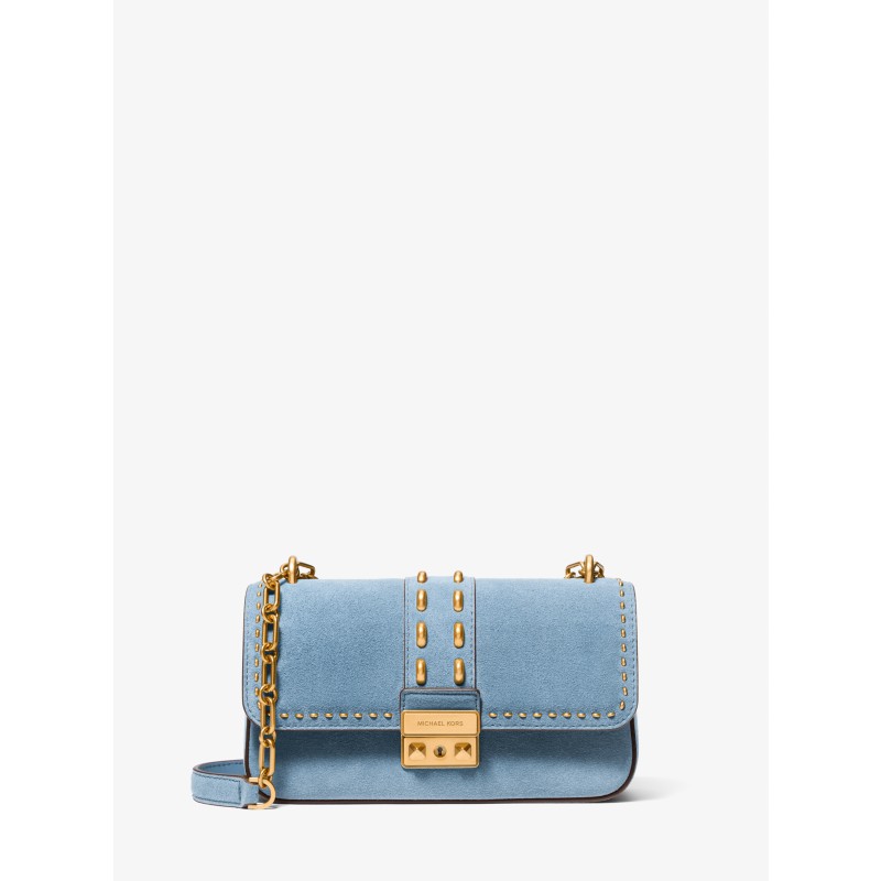 Michael Kors Mercer Crossbody black pebbled leather compact gold hardware 2024