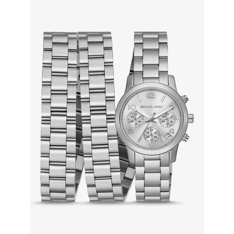 Michael Kors Runway silver stainless steel women bracelet watch slim