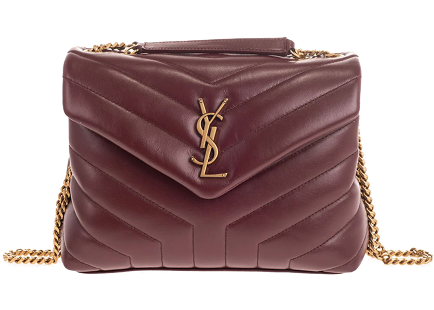 Saint Laurent Loulou small bag rouge eros red quilted leather gold chain 2025