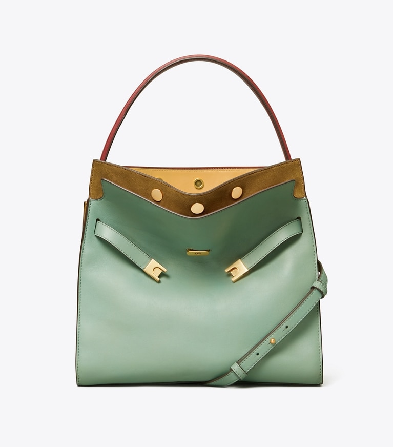 Tory Burch Lee Radziwill double tote bag tan leather 2025