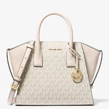 Michael Kors Avril Small Logo and Leather Satchel