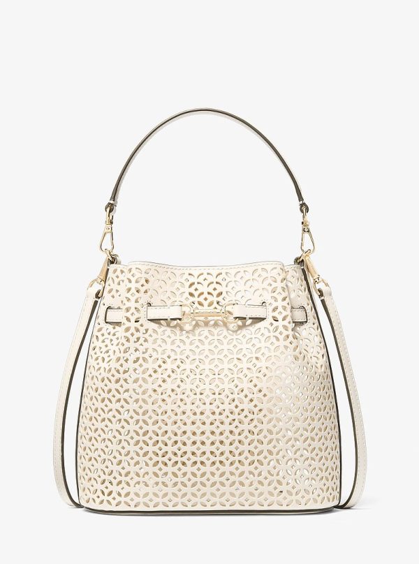 Michael Kors Carson Small Floral Laser Cut Bucket Crossbody Bag