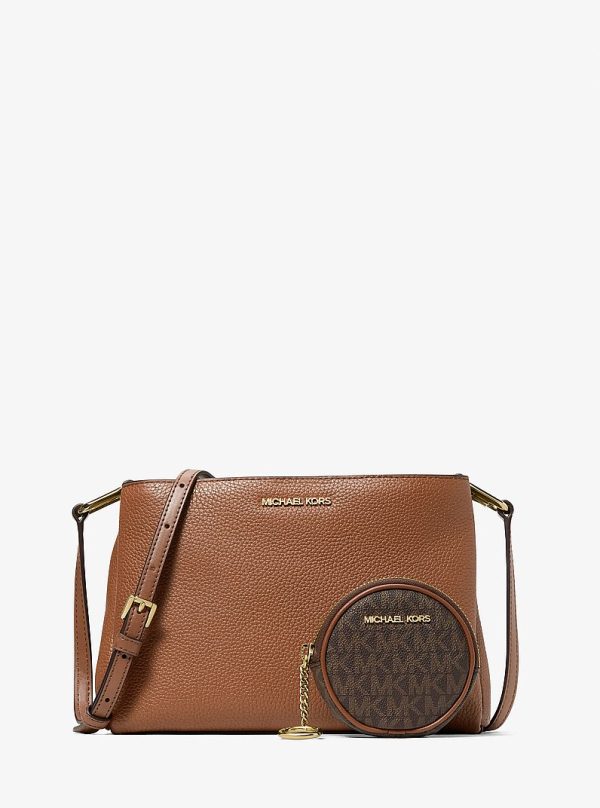 Michael Kors Trisha Pebbled Leather Crossbody Bag With Pouch Gift Set