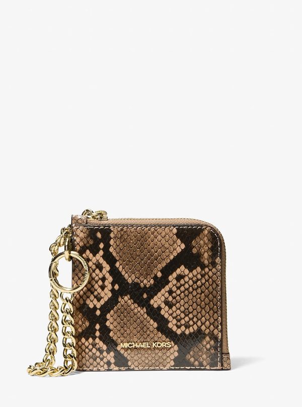 Michael Kors Jet Set Travel Medium Snake Embossed Chain Wallet