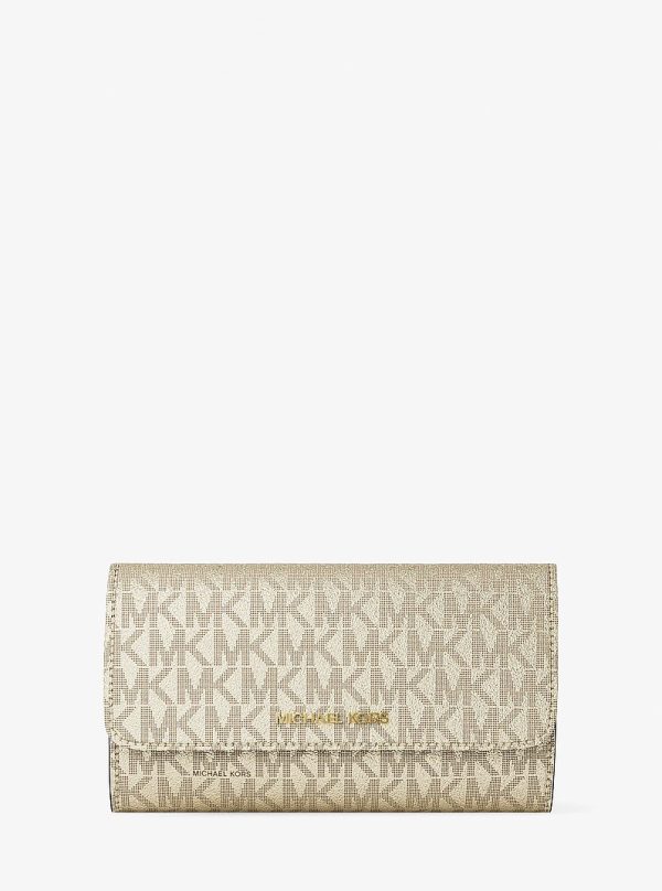 Michael Kors Jet Set Travel Large Signature Logo Tri-Fold Wallet