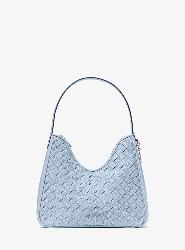 Michael Kors Nayla Small Woven Signature Logo Hobo Shoulder Bag