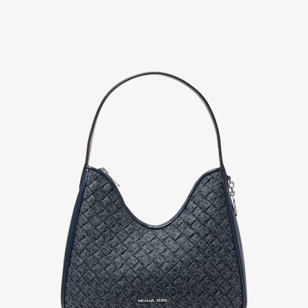 Michael Kors Nayla Small Woven Signature Logo Hobo Shoulder Bag