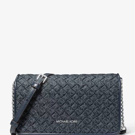 Michael Kors Jet Set Travel Woven Signature Logo Crossbody Bag