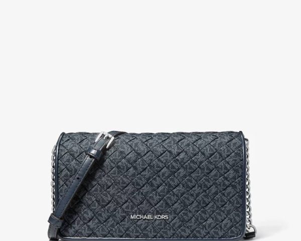 Michael Kors Jet Set Travel Woven Signature Logo Crossbody Bag