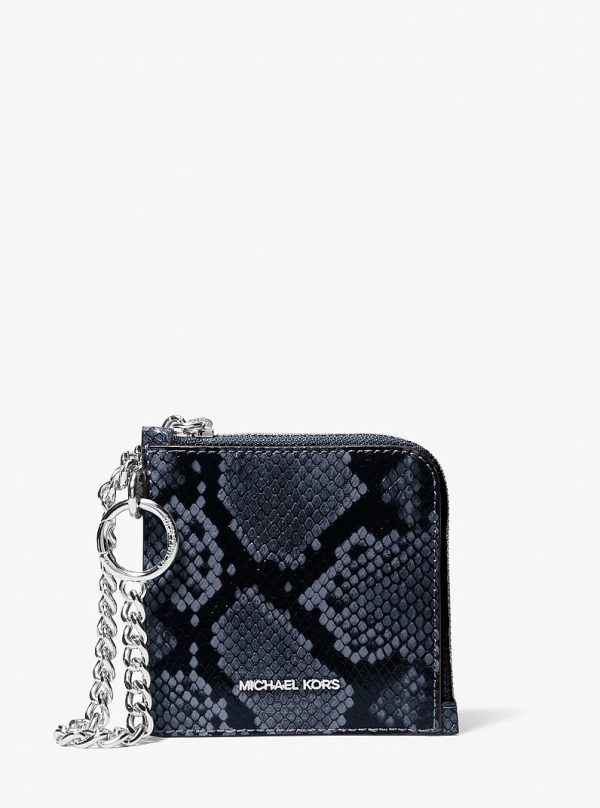 Michael Kors Jet Set Travel Medium Snake Embossed Chain Wallet