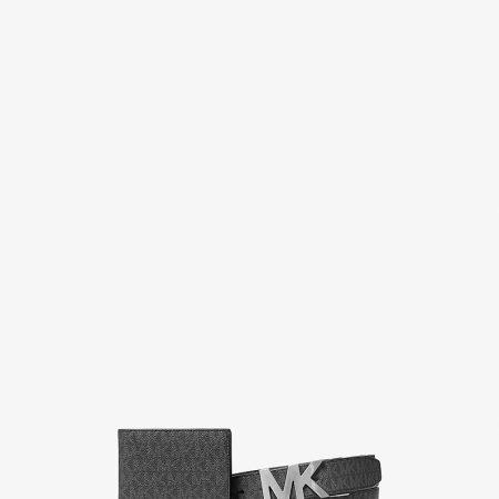 Michael Kors Signature Logo Wallet and Reversible Belt Gift Set