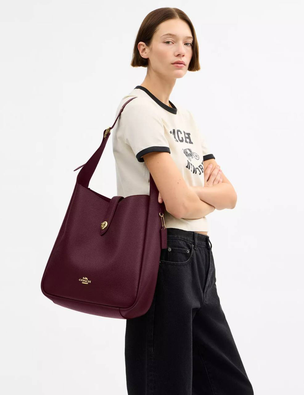 Coach Hadley Large Shoulder Bag Brass/Cherry