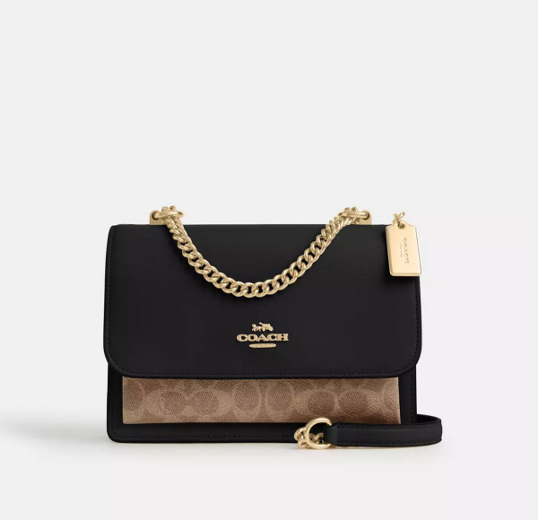 Coach Klare Crossbody In Signature Canvas Gold/Khaki/Black