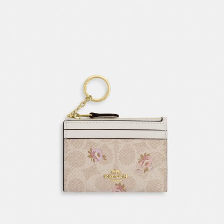 Coach Mini Skinny Id Case In Signature Canvas With Floral Print