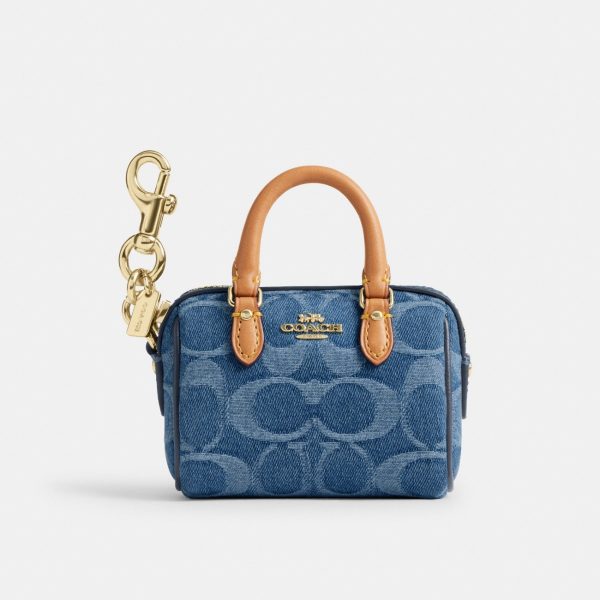 Coach Mini Rowan Bag Charm In Signature Denim