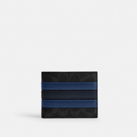 Coach Id Billfold Wallet In Signature Canvas With Varsity Stripe