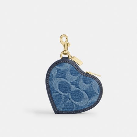 Coach Heart Bag Charm In Signature Denim