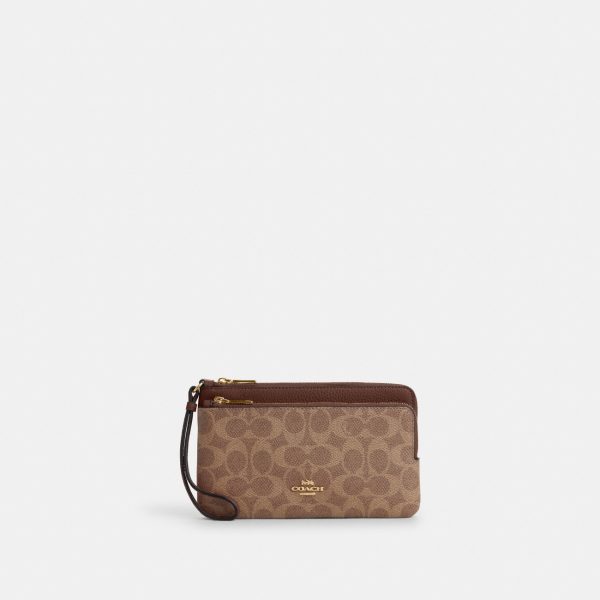 Coach Double Zip Wallet In Signature Canvas