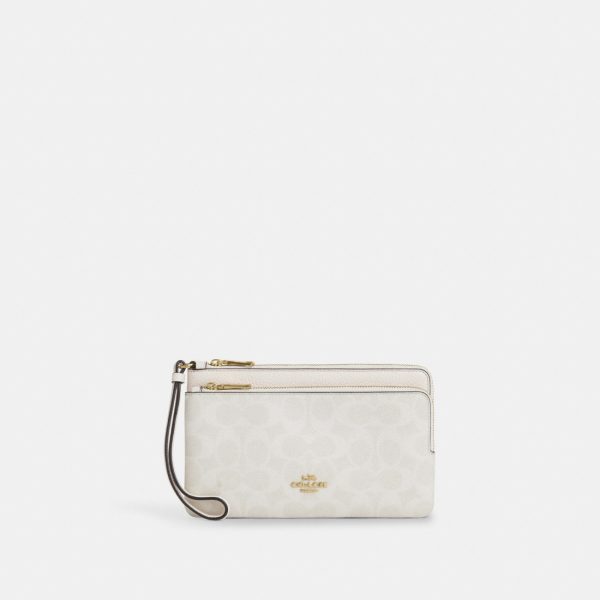 Coach Double Zip Wallet In Signature Canvas