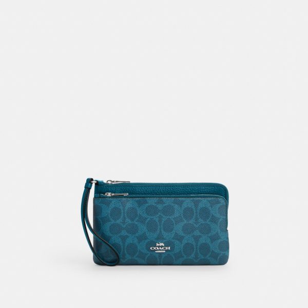 Coach Double Zip Wallet In Signature Canvas