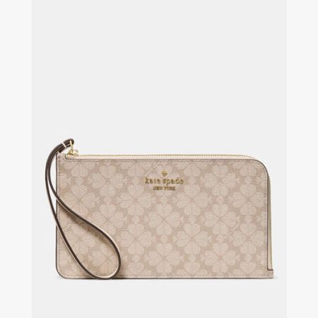 Kate Spade Lucy Medium L-Zip Wristlet Dark Beige Moon Dust - Preorder