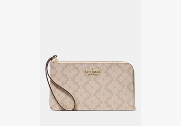 Kate Spade Lucy Medium L-Zip Wristlet Dark Beige Moon Dust - Preorder