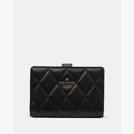Kate Spade Medium Compact Bifold Quilted Leather Black - Preorder