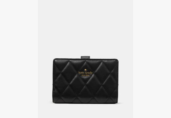 Kate Spade Medium Compact Bifold Quilted Leather Black - Preorder