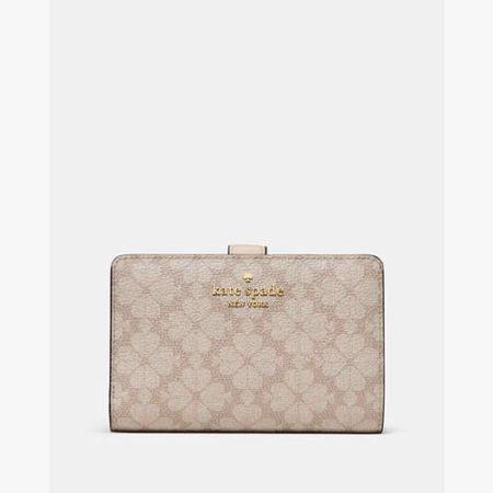 Kate Spade Medium Compact Bifold Dark Beige Multi - Preorder