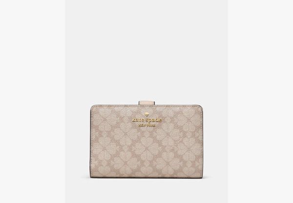 Kate Spade Medium Compact Bifold Dark Beige Multi - Preorder
