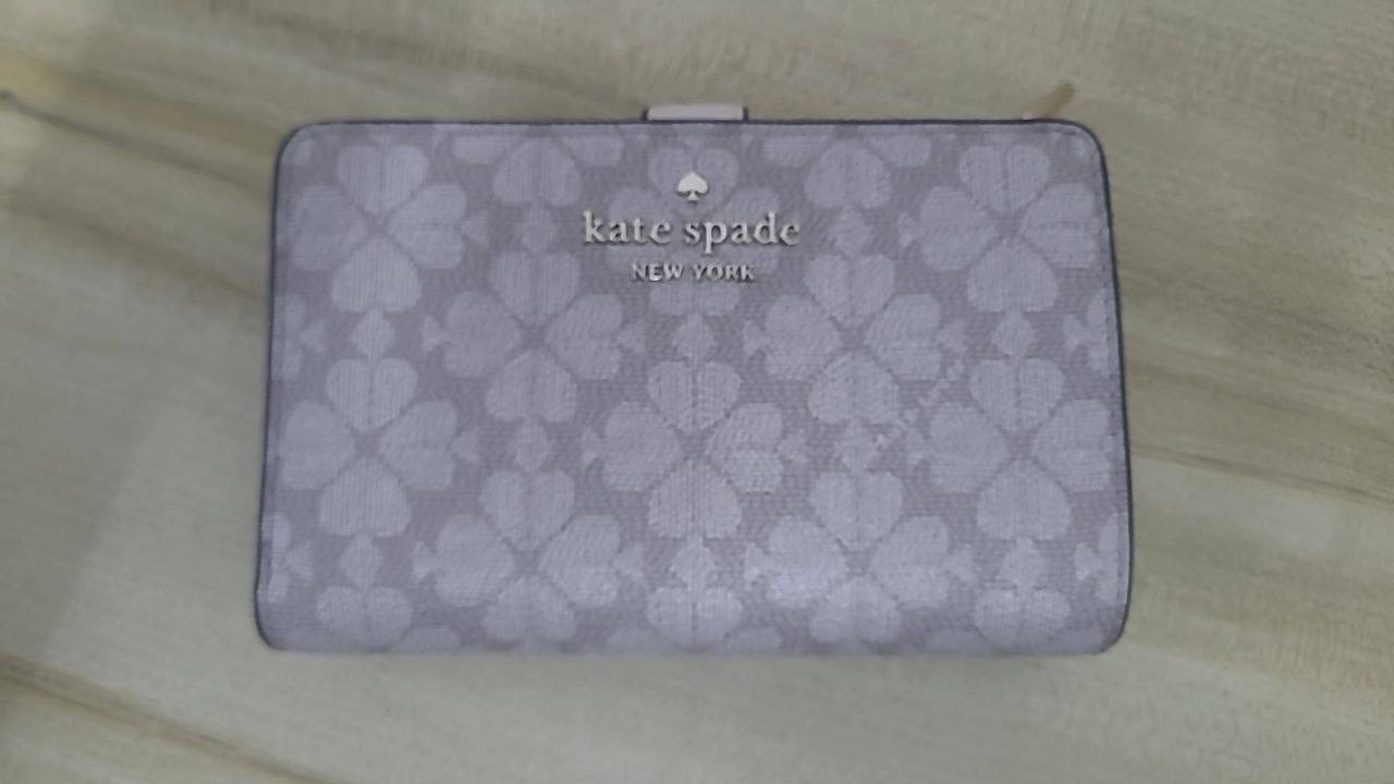 Kate Spade Spade Flower Medium Compact Bifold Wallet Dark Beige