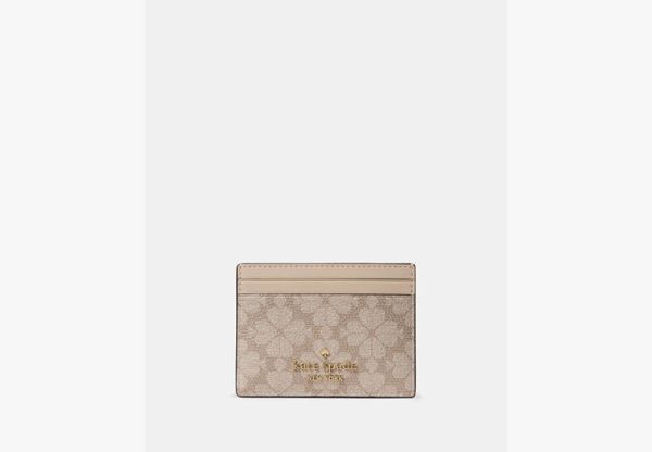Kate Spade Small Slim Card Holder Dark Beige Multi - Preorder