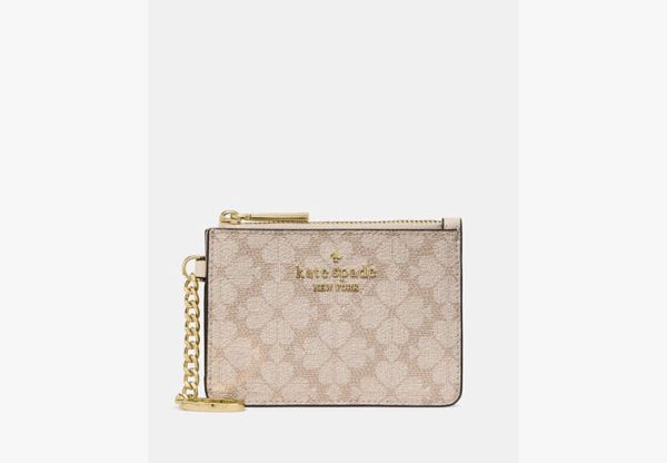 Kate Spade Key Ring Card Holder Dark Beige Moon Dust - Preorder