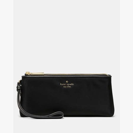 Kate Spade Wren Medium Double Zip Wristlet Black - Preorder