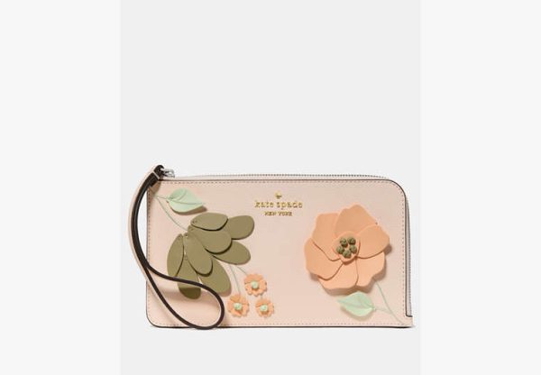 Kate Spade Lucy Medium L-Zip Wristlet Fresh Peach Multi - Preorder
