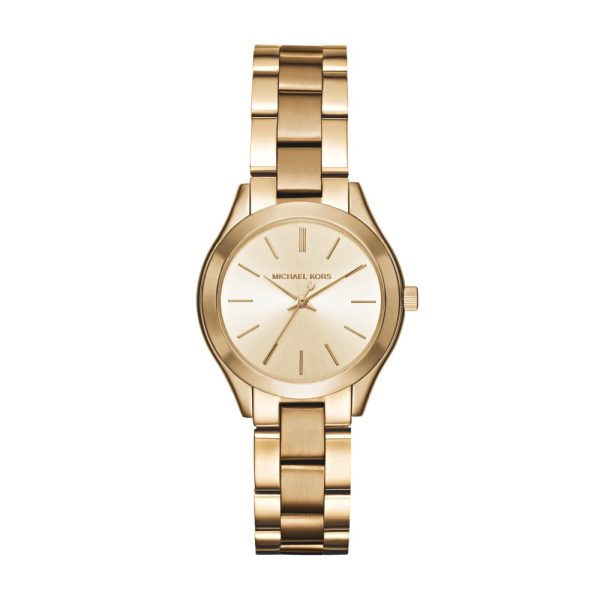 Michael Kors Mini Slim Runway Three-Hand Gold-Tone Stainless Steel Watch - Ready Stock US - Ready Stock USA