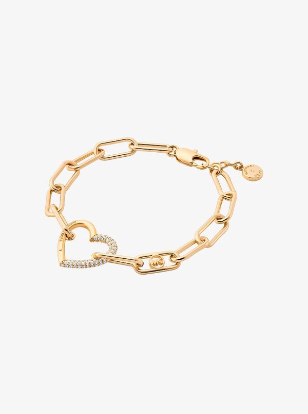 Michael Kors Pave Heart Curb-Link Bracelet