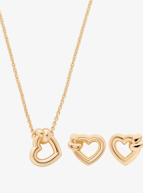 Michael Kors Knotted Heart Necklace and Earrings Gift Set