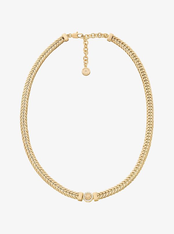 Michael Kors Pave Logo Foxtail Chain Necklace